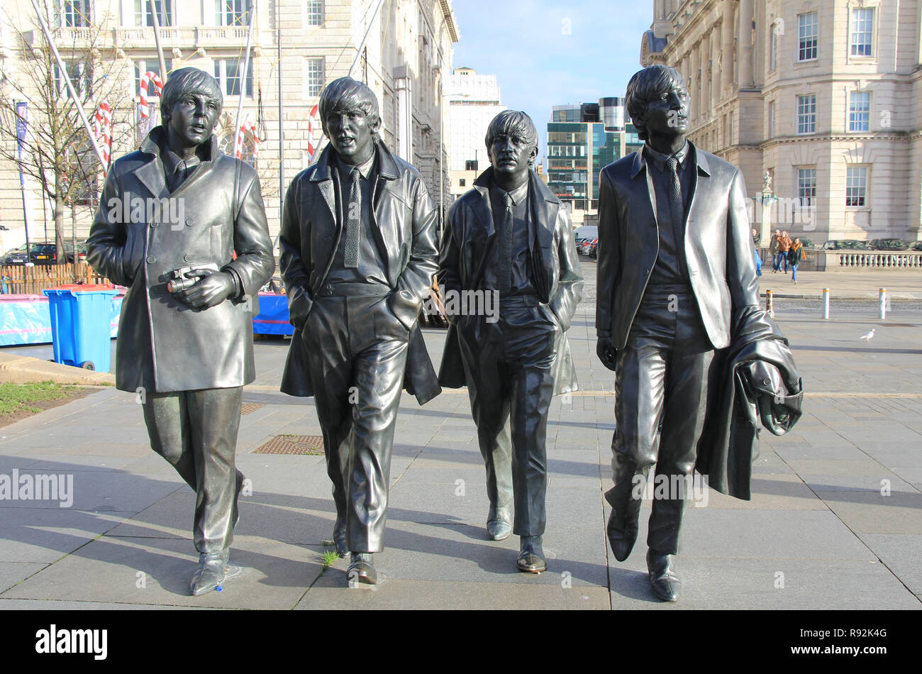 Liverpool Grossbritannien 30 Nov 2018 Die Vier Beatles Figuren In Der Nahe Des Mersey River Gehort Zu Den Beliebtesten Touristischen Fotomotive Die Beatles Kult Ist Ein Wichtiger Wirtschaftsfaktor Fur Die Stadt Liverpool