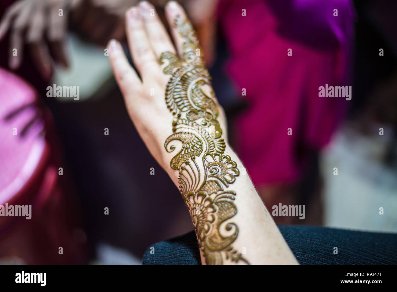 Henna in Neu Delhi Markt Stockfoto