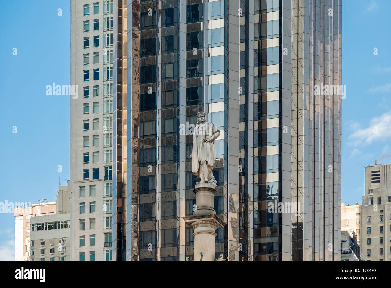 Statue von Christoph Kolumbus am Columbus Circle in New York City Stockfoto