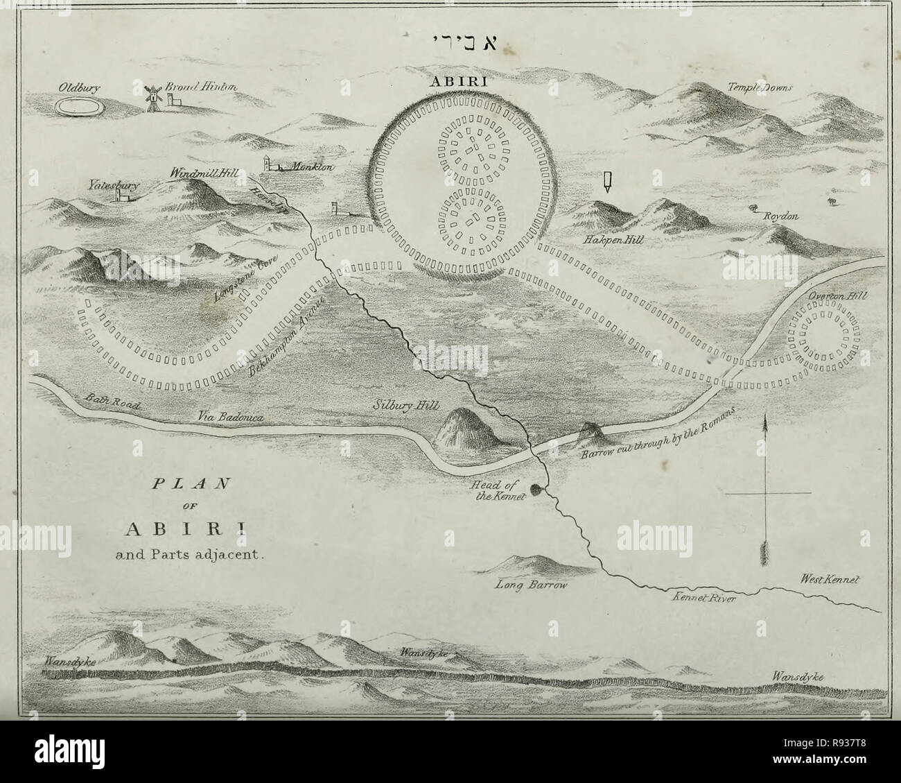 Plan der Abiri (avebury) und Teile angrenzenden, ca. 1825 Stockfoto