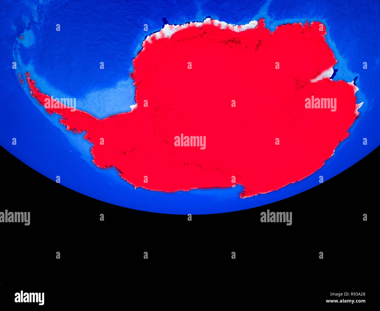 Antarktis vom Platz auf Modell des Planeten Erde mit Ländergrenzen. 3D-Darstellung. Elemente dieses Bild von der NASA eingerichtet. Stockfoto
