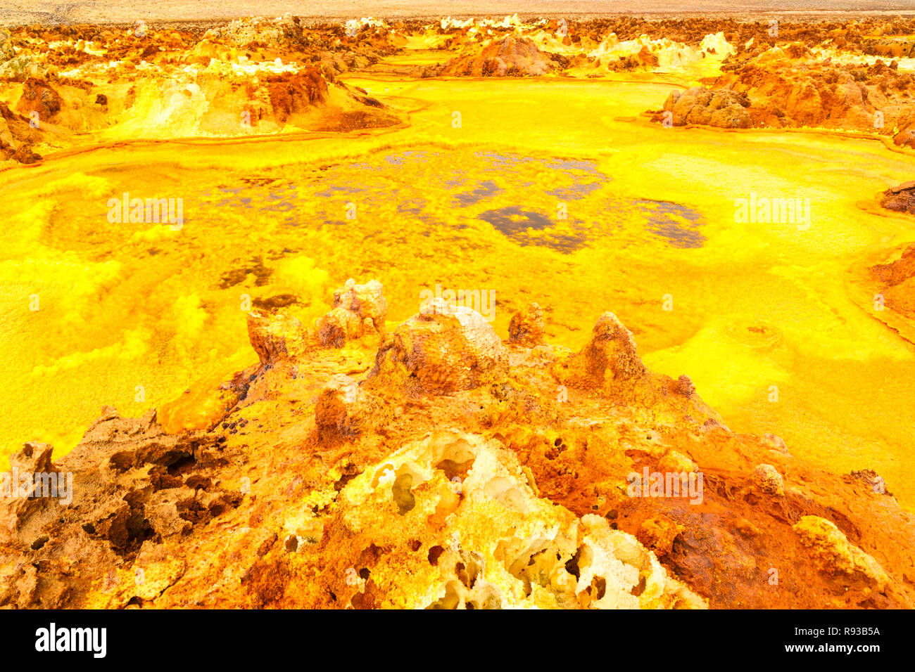 Bunte Federn von Säure in Dallol, heißesten Ort der Erde, Danakil Depression, Äthiopien, Afrika Stockfoto