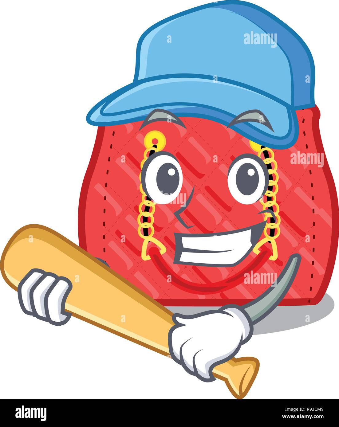 Spielen Baseball wattierte Tasche auf ein Maskottchen, isoliert Stock Vektor