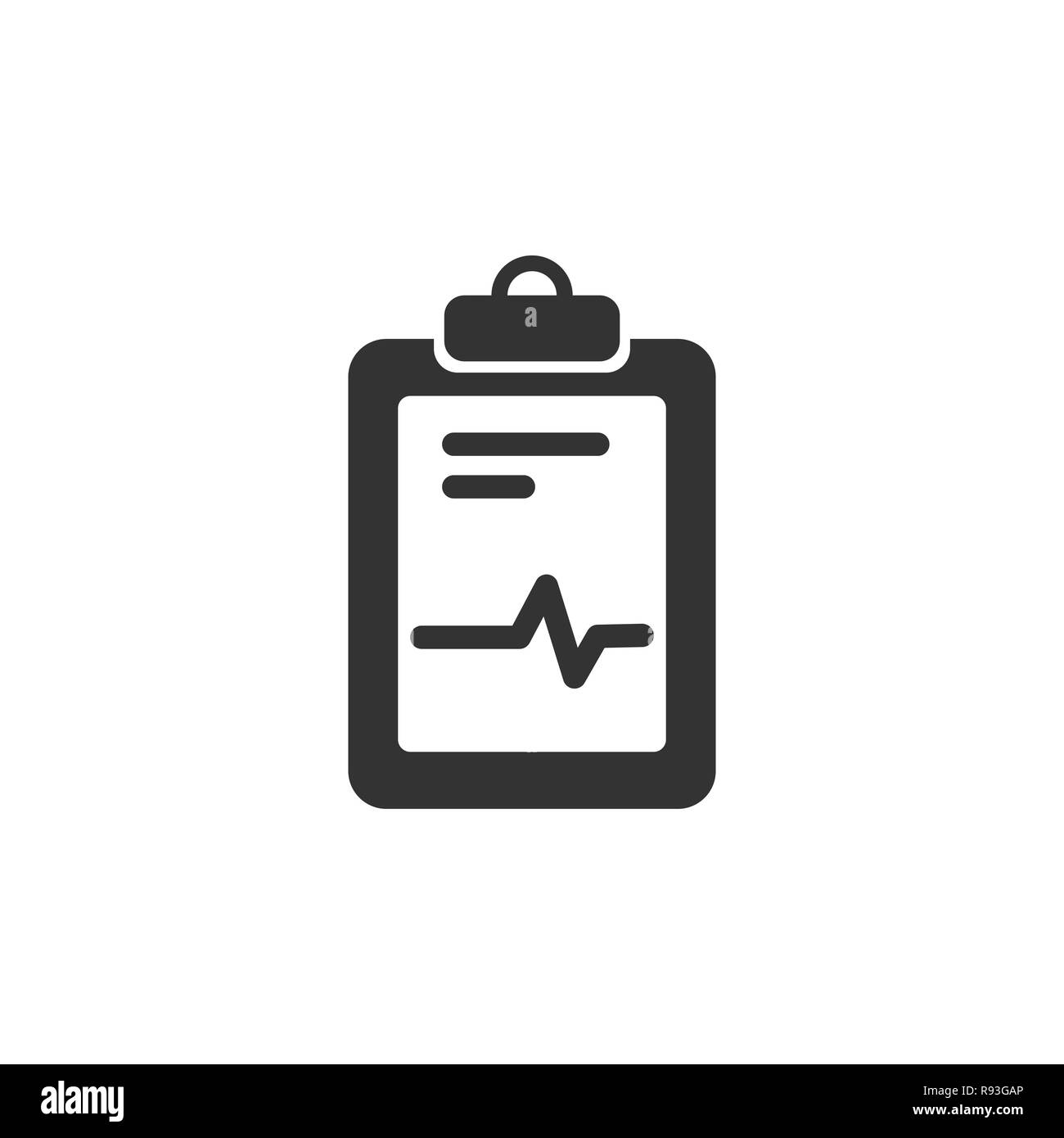 Medizinische Chart Symbol auf weißem Hintergrund. Elektrokardiogramm Bericht. Herz des Graphen. Vector Illustration Stock Vektor