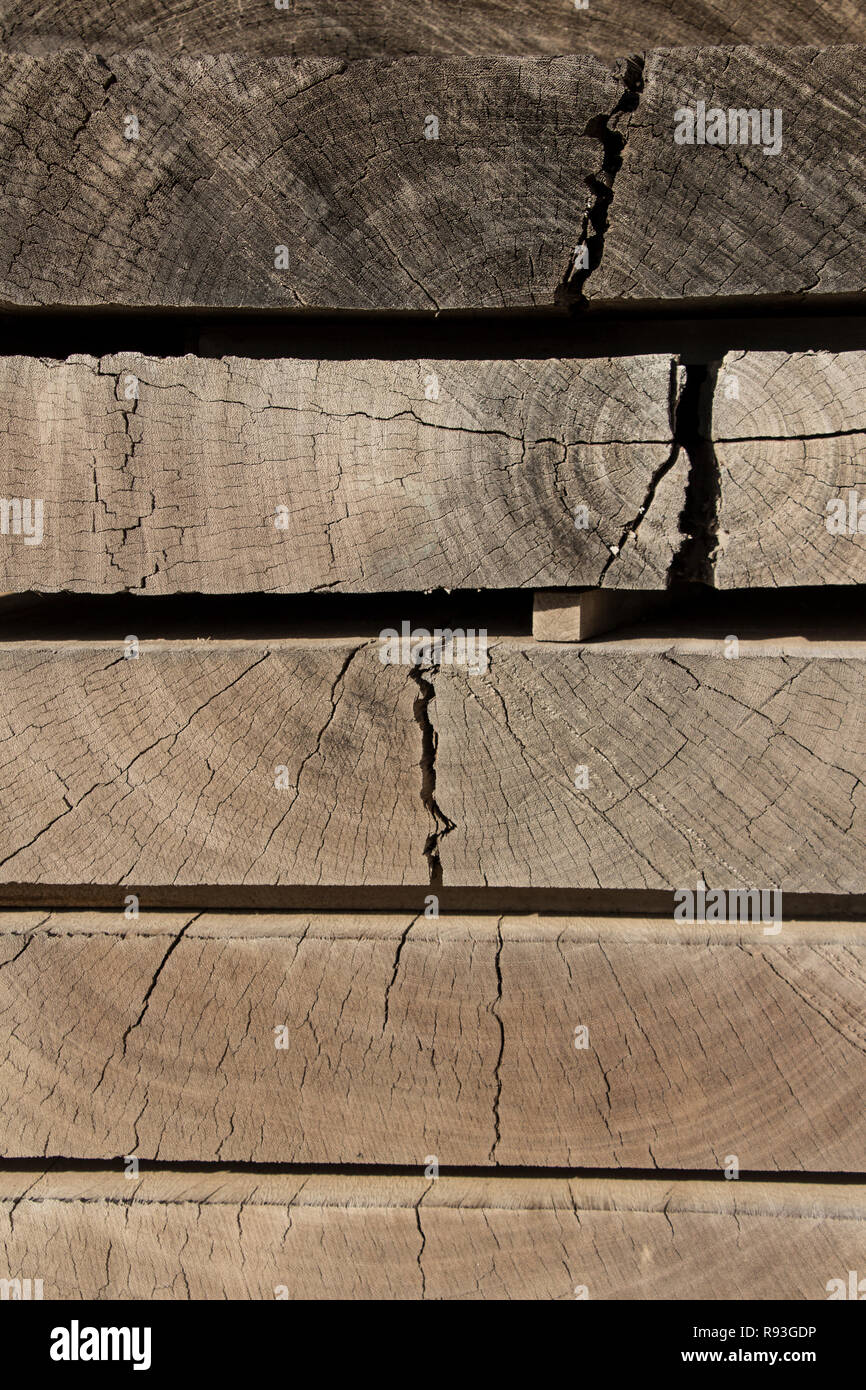Gestapeltes Holz Bretter, Holzbretter, Naturholz board Stockfoto