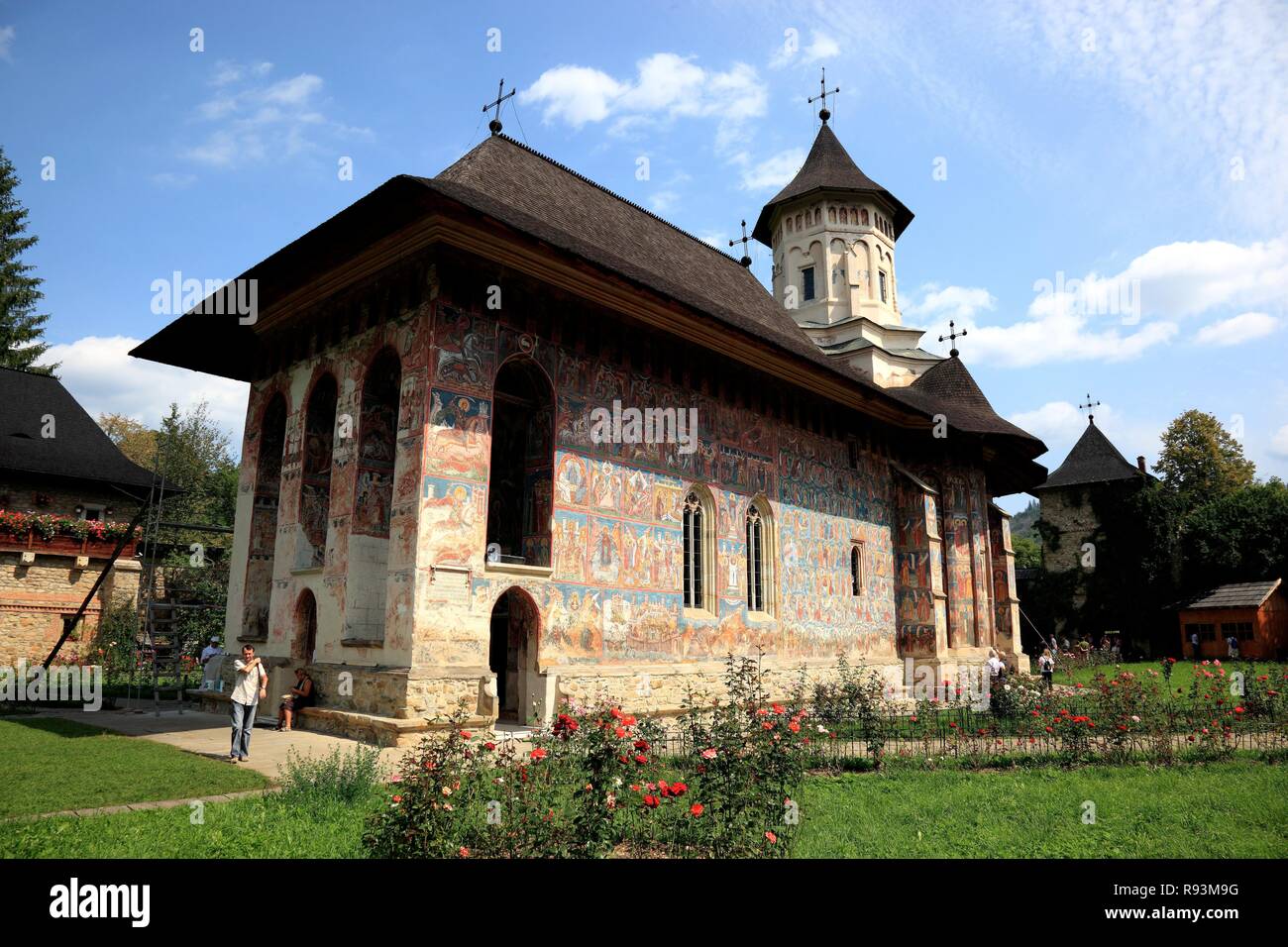 Manastirea Moldovita, Moldovita Kloster, Kirchen von Moldawien, UNESCO-Weltkulturerbe, Rumänien, Europa Stockfoto