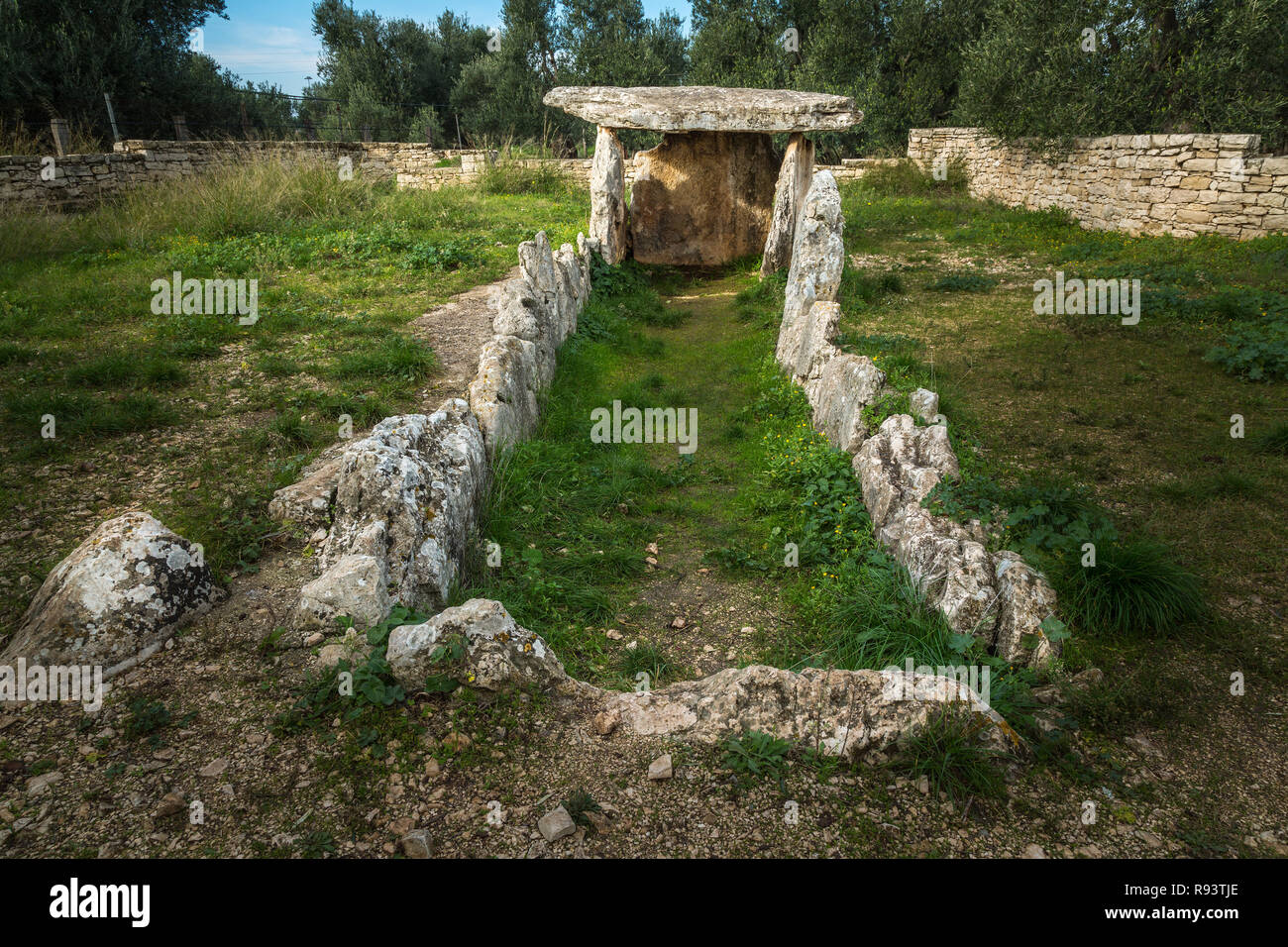 Dolmen della Chianca, eindrucksvolle prähistorische Megalith-monument zurück in die Bronzezeit zurückgeht. Bisceglie Stockfoto
