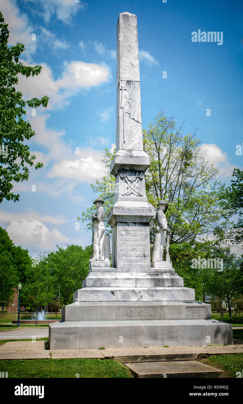 Ein Verbündeter Denkmal errichtet wird in der Innenstadt von West Point, Mississippi. Stockfoto