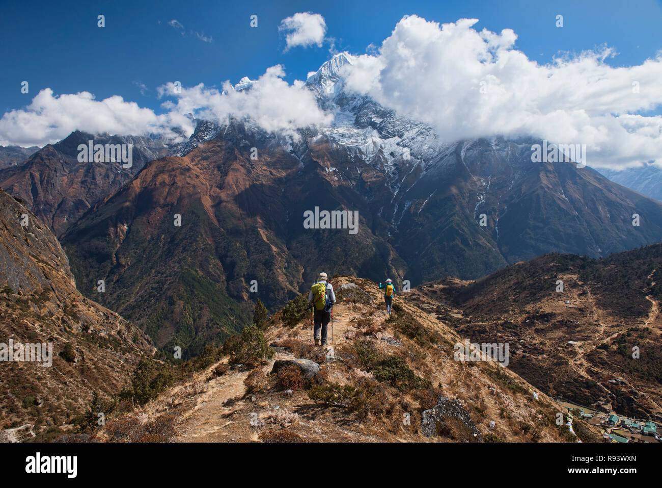 Trekker auf dem Everest Base Camp trek, Khumbu, Nepal Stockfoto