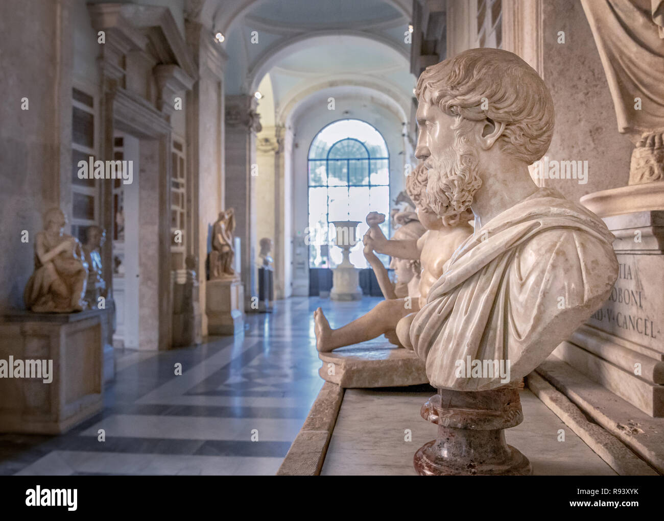 Römische Büsten, Palazzo Nuovo, den Kapitolinischen Museen, Rom, Latium, Italien Stockfoto