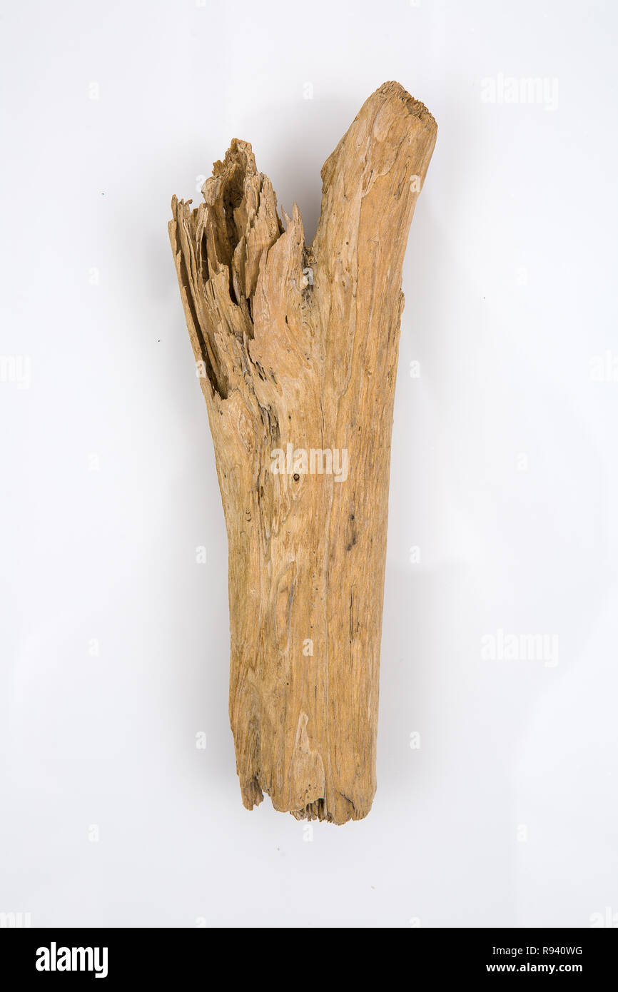 Alte Stücke Holz auf dem weißen Hintergrund Stockfoto