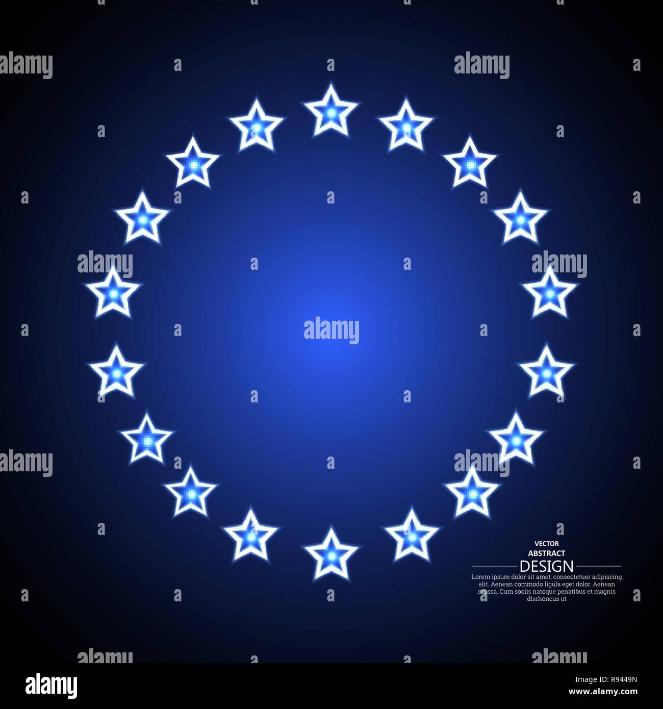 Zusammenfassung Hintergrund mit den leuchtenden Sterne um. Ein kreisförmiges Ornament im Retro Stil. Vector Illustration. Stock Vektor