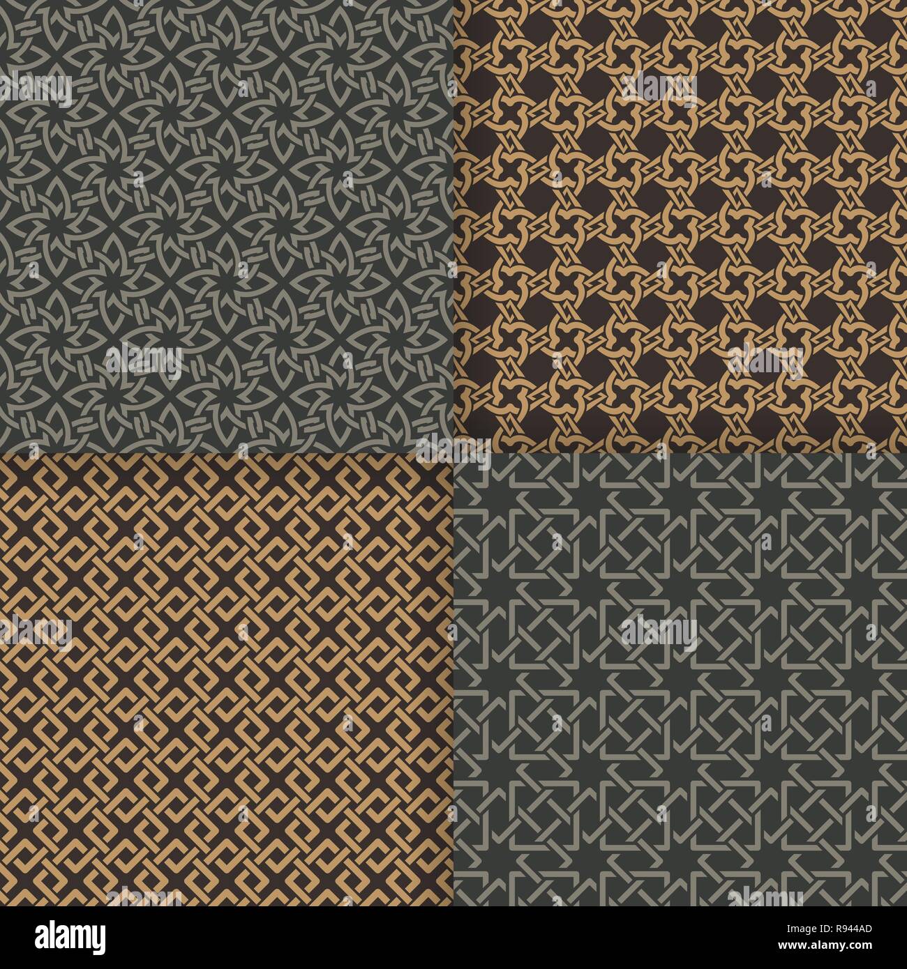 Der Vektor nahtlose Muster. Moderne geometrische Strukturen mit mit gekreuzten geometriс Formen. Schneidende Sterne, Rauten, Dreiecke, Quadrate. Reg Stock Vektor