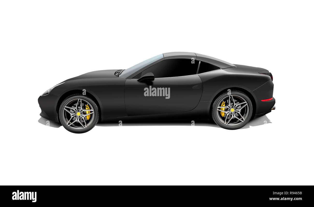 Schwarz sport auto auf einem weißen Hintergrund. 3D-Rendering. Stockfoto