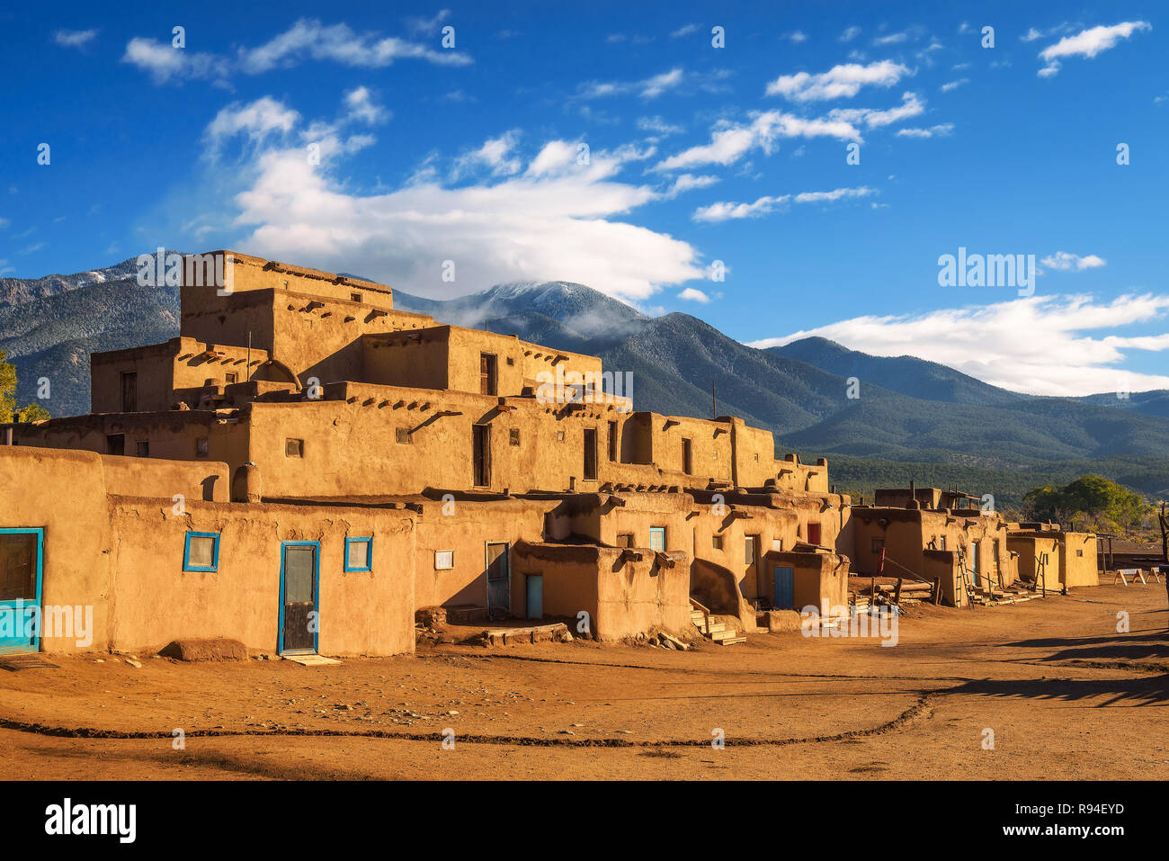 Alten Wohnungen des Taos Pueblo, New Mexico Stockfoto
