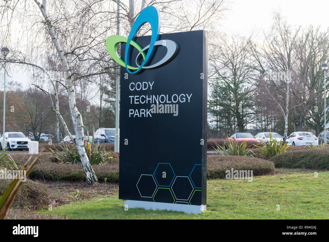 Cody Technology Park - Zeichen außerhalb des Campus in Farnborough, Hampshire, Großbritannien Stockfoto