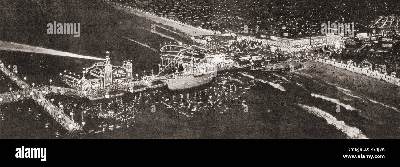 Venice Beach bei Nacht, Los Angeles, Kalifornien, Vereinigte Staaten von Amerika, C. 1915. Von wunderbaren Kalifornien, veröffentlicht 1915. Stockfoto