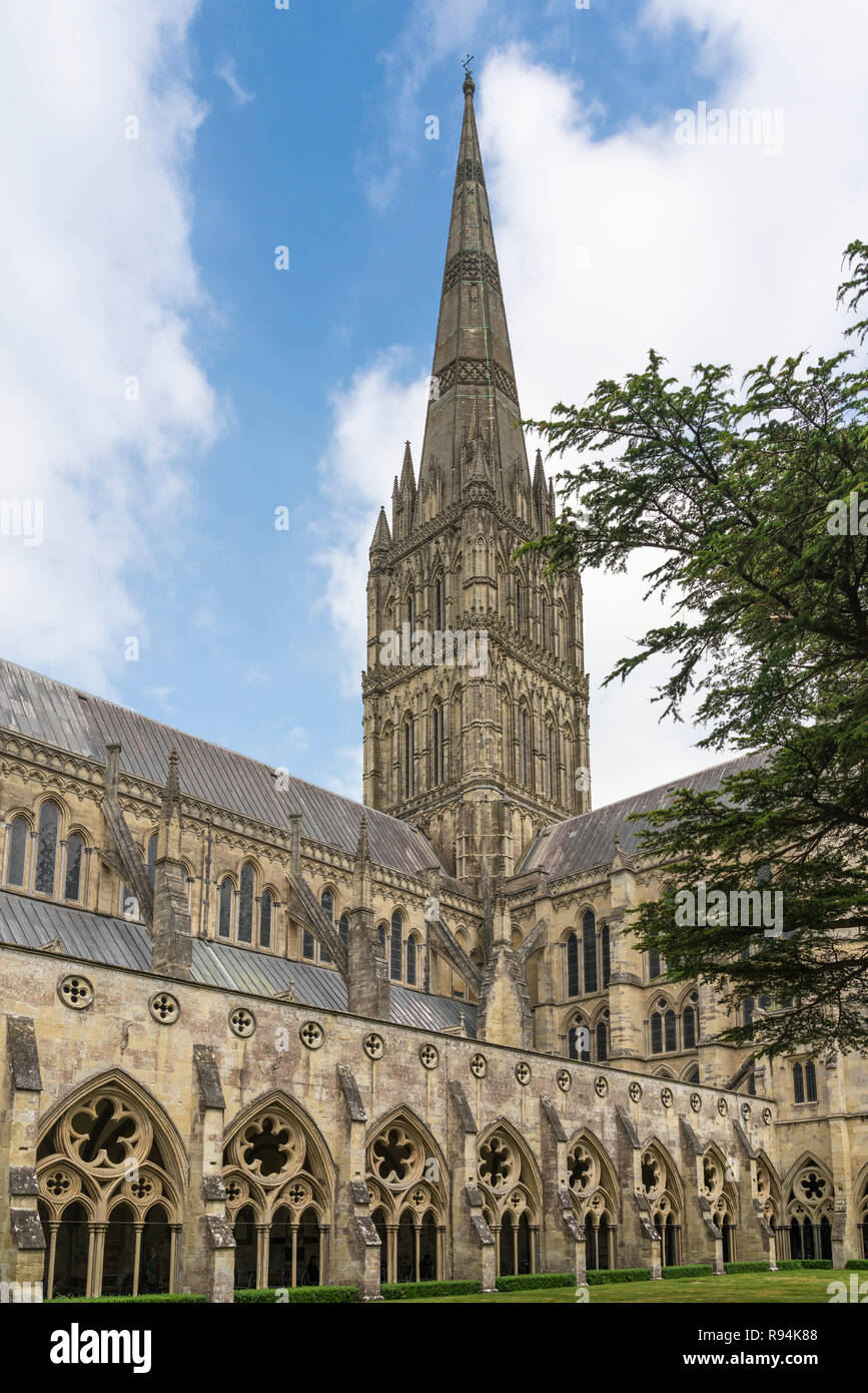 Der Kreuzgang neben der Kathedrale von Salisbury, in Salisbury, Wiltshire, England, Europa. Stockfoto