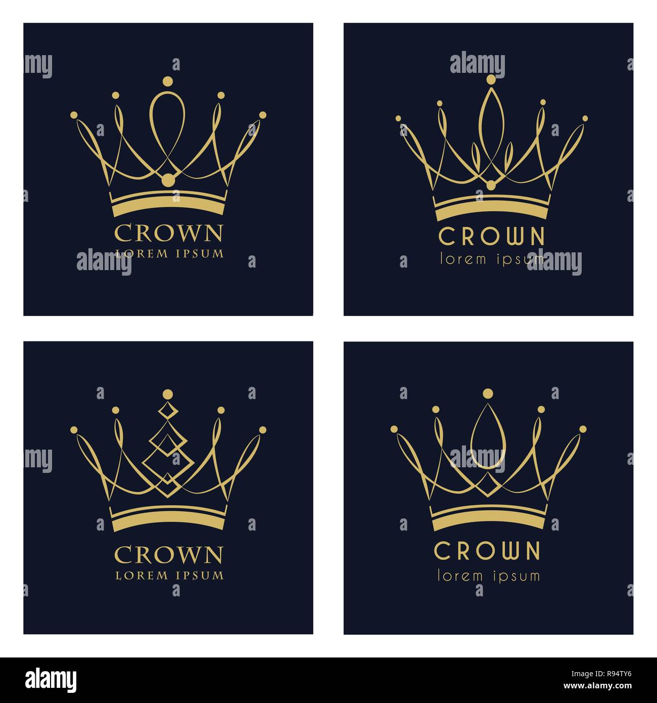 Vintage Crown Logo Royal König Königin abstrakte Logo Design vector Template. Vektor, Illustration, eps 10. Stock Vektor