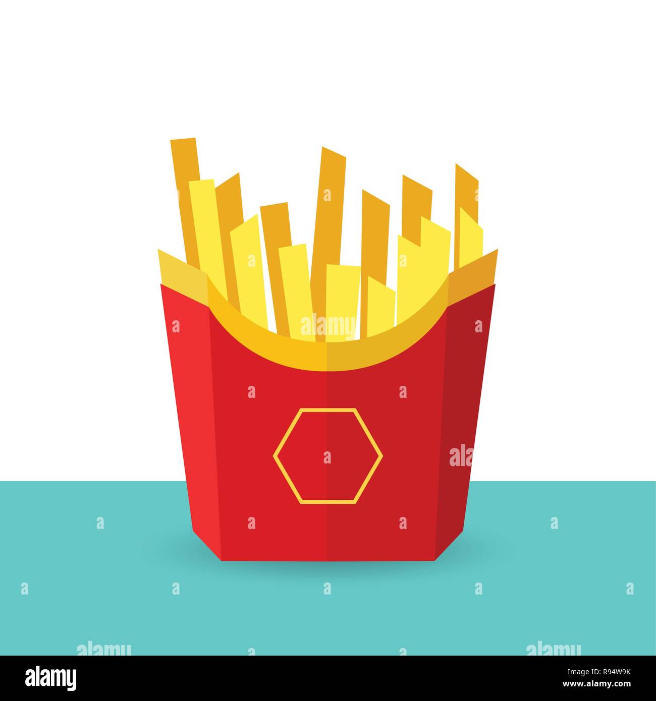 Pommes frites in einem roten Paket. Vector Illustration, eps 10. Stock Vektor