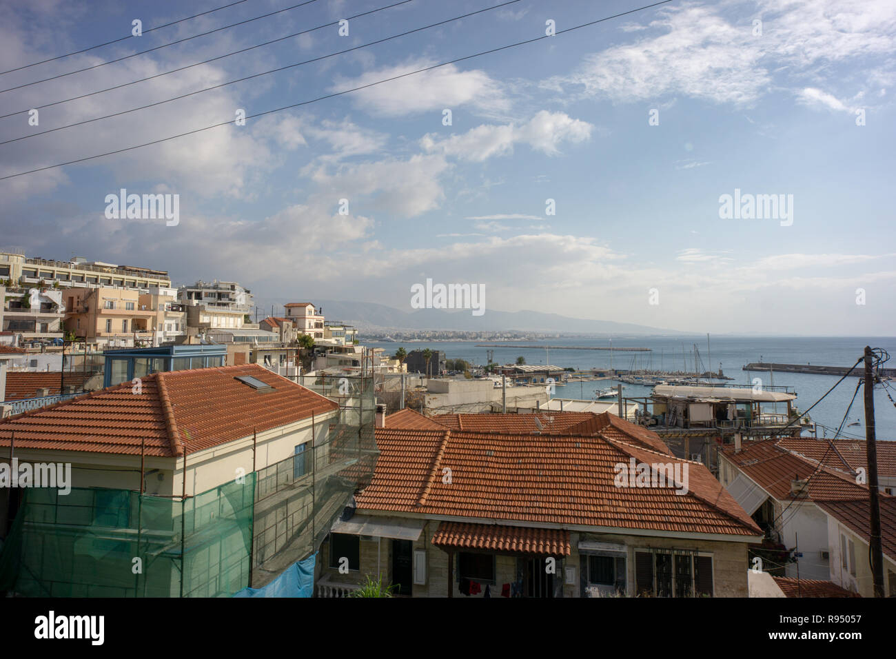 Ich übernachtete in Piräus in Athen. Es war ruhig und entspannend Während mein Winter bleiben & alle die Lebendigkeit von Downtown liegt nur ein paar U-Bahnstationen entfernt. Stockfoto