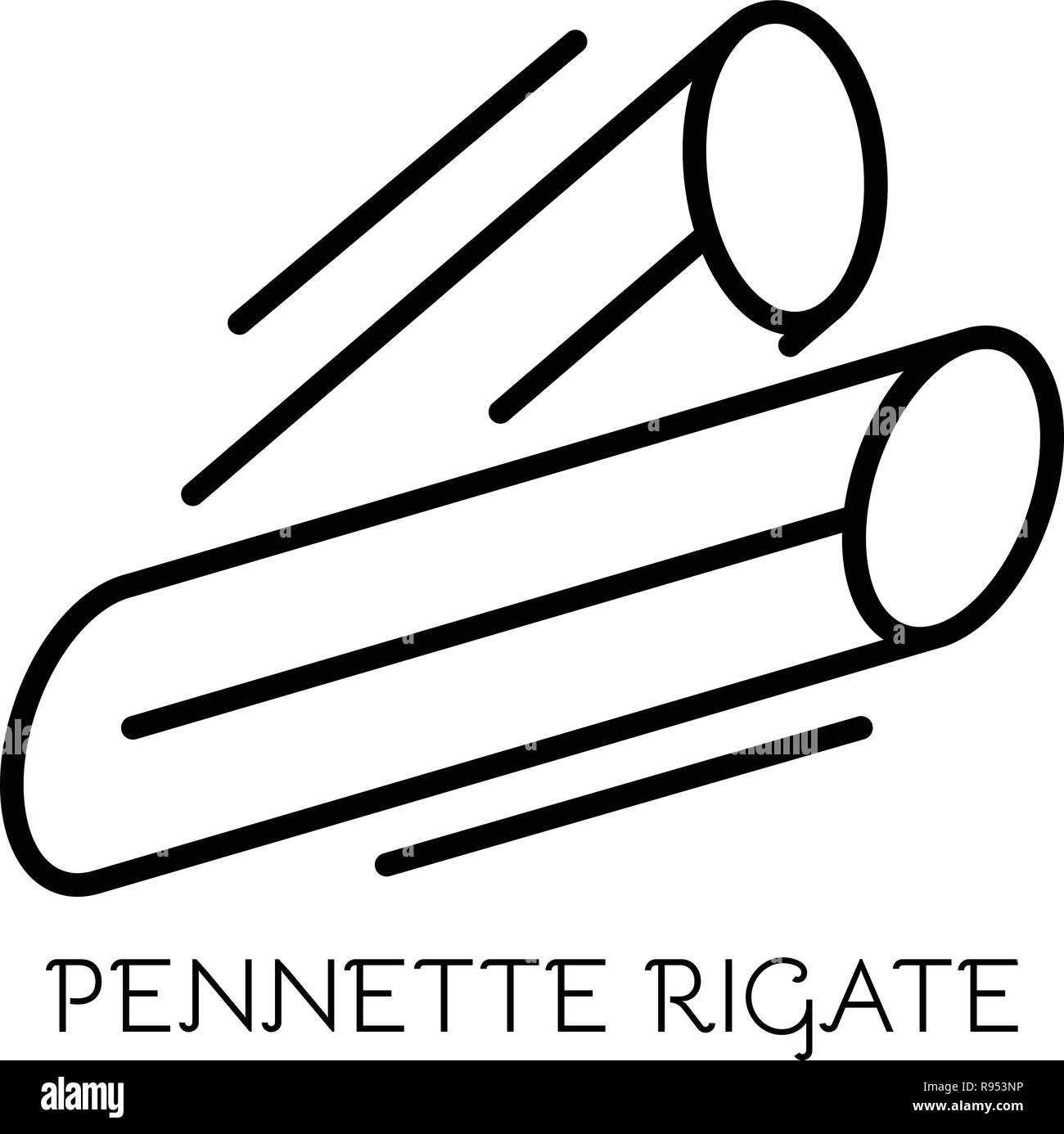 Pennette Rigate Symbol, outline Style Stock Vektor