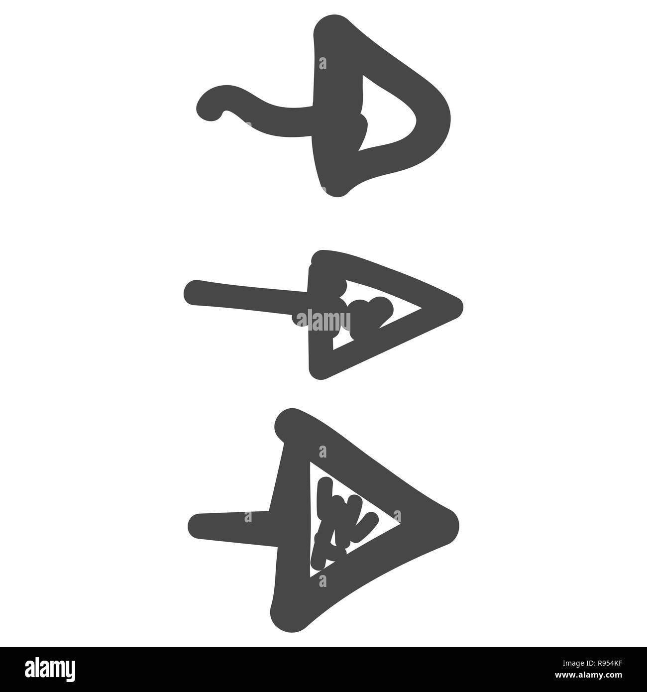 Satz von Hand Pfeile gezeichnet, Kinder zeichnen, Doodle. Stockfoto