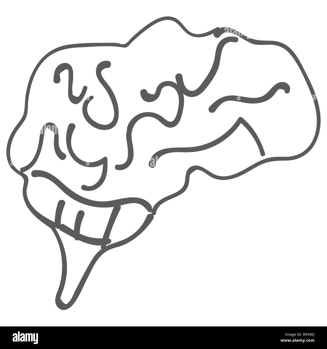 Kinder s Zeichnung des menschlichen Gehirns. Doodle, Symbol Stockfoto