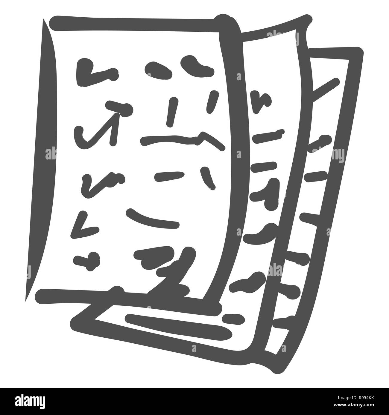 Blätter mit Noten, Noten. Kinder s Zeichnung doodle Stockfoto