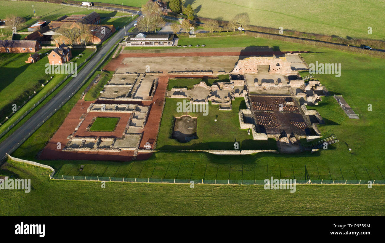 Luftaufnahme von Wroxeter (Viroconium Cornoviorum) Römische Stadt Wroxeter Shropshire West Midlands England Großbritannien Stockfoto