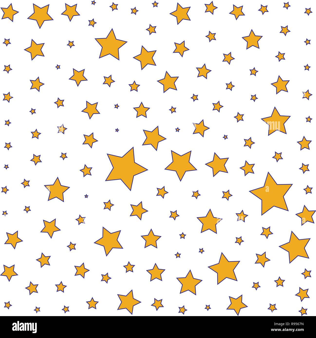 Einfaches Muster mit gelben Sternen auf einem weißen Hintergrund. Stock Vektor