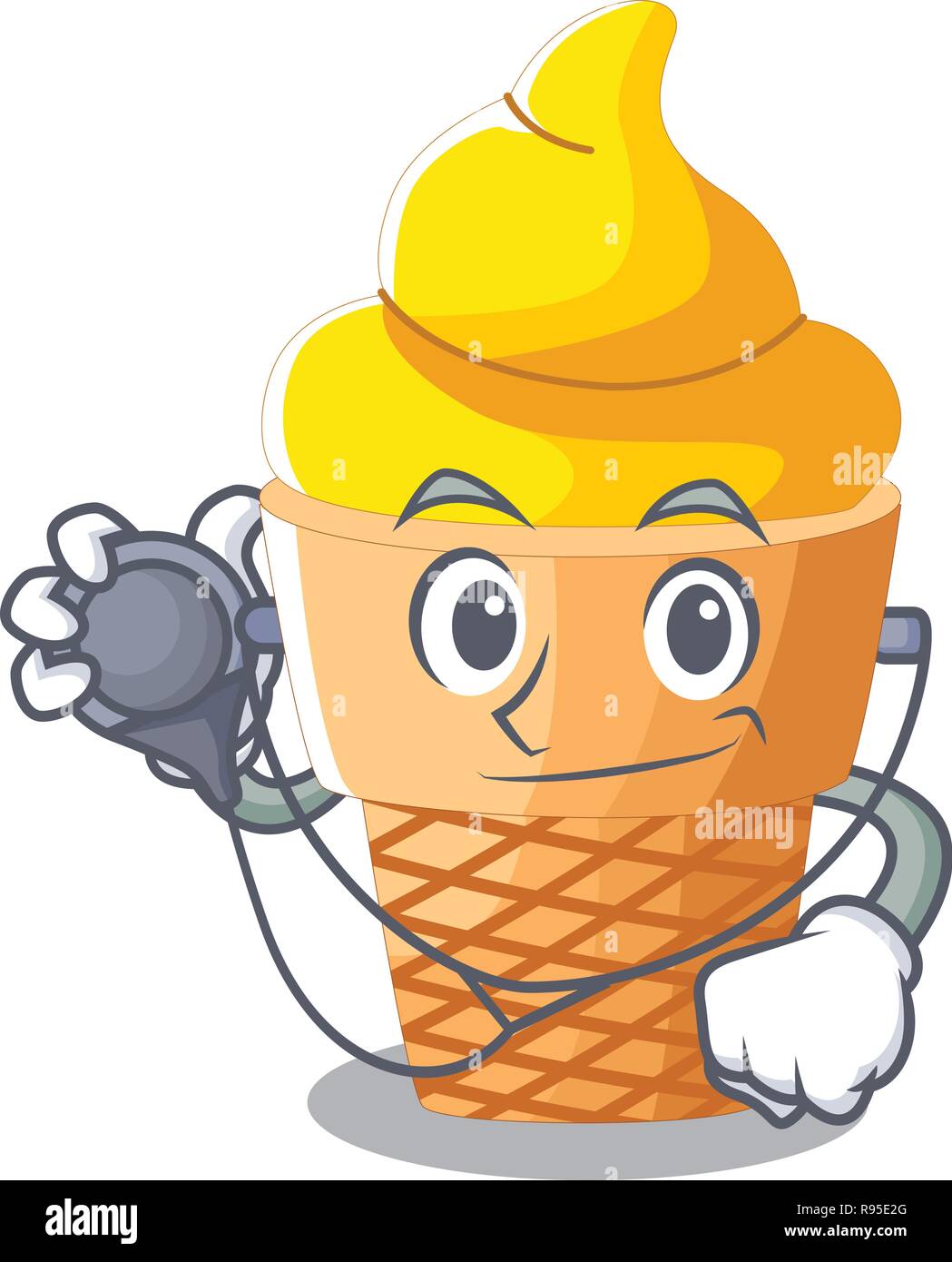 Arzt Kugel Bananen-eis mit Cartoon Stock Vektor