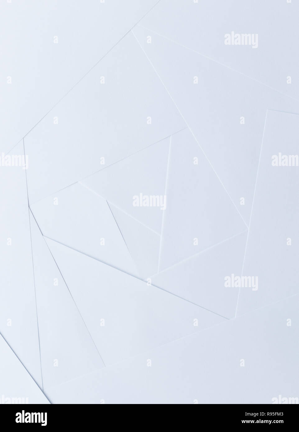 Abstract full frame Hintergrund mit geometrischen Formen und Muster aus weißen Blatt Papier. Stockfoto