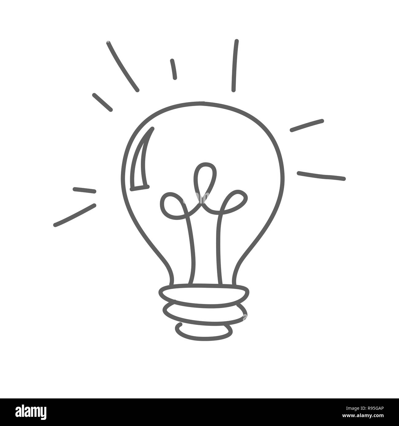 Leuchtende Lampe Lampe Vektor doodle Symbol isoliert auf Weiss, Hand  gezeichneten skizzenhaften Stil Stock-Vektorgrafik - Alamy