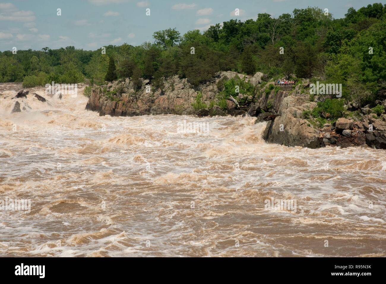Potomac River in der Flut, Great Falls, Virginia Stockfoto