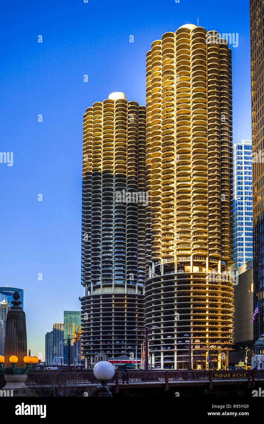 Chicago's Iconic Marina City Towers Stockfoto
