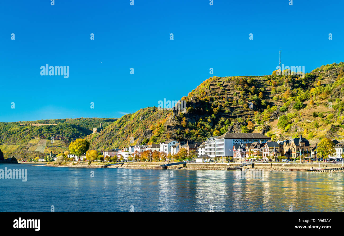 Die Rheinschlucht bei Sankt Goarshausen in Deutschland Stockfoto