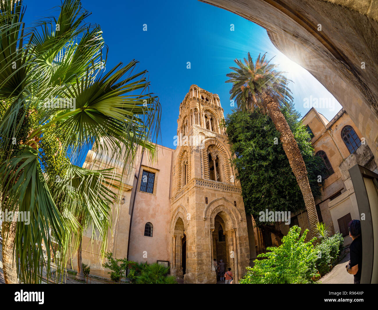 Blick auf künstlerische Architektur Kirche S. Cataldo, architektonisches Erbe in Palermo von Norman Zeitraum die Europäische Wahrzeichen Erbe in Sizilien Isla Stockfoto
