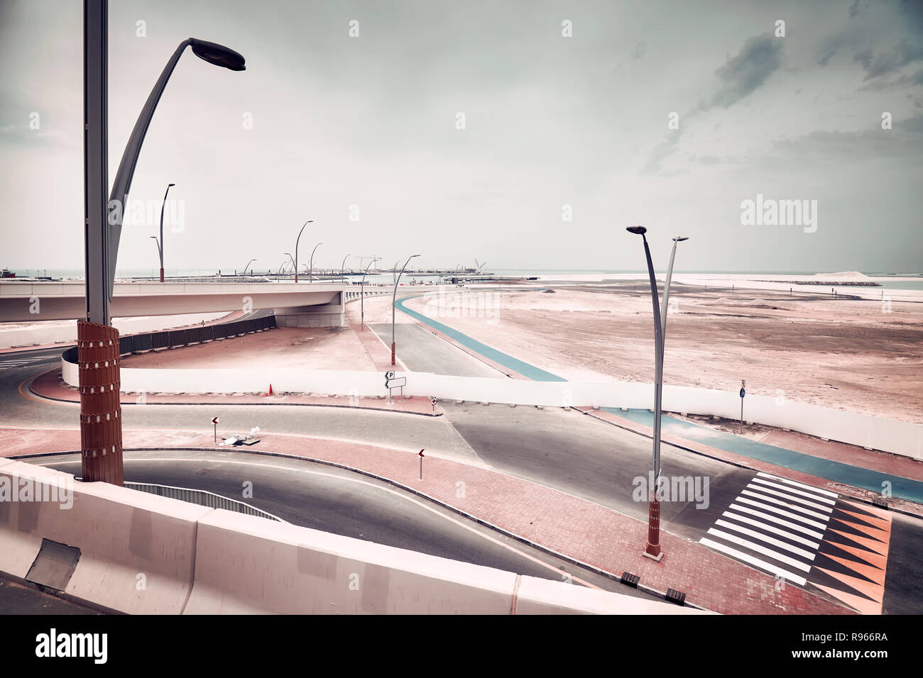 Moderne Verkehrsinfrastruktur Baustelle, Farbe getonte Bild. Stockfoto