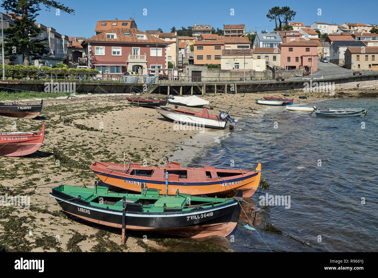 Hafen der Insel von Arosa, in Pontevedra, Galicien, Spanien, Europa Stockfoto