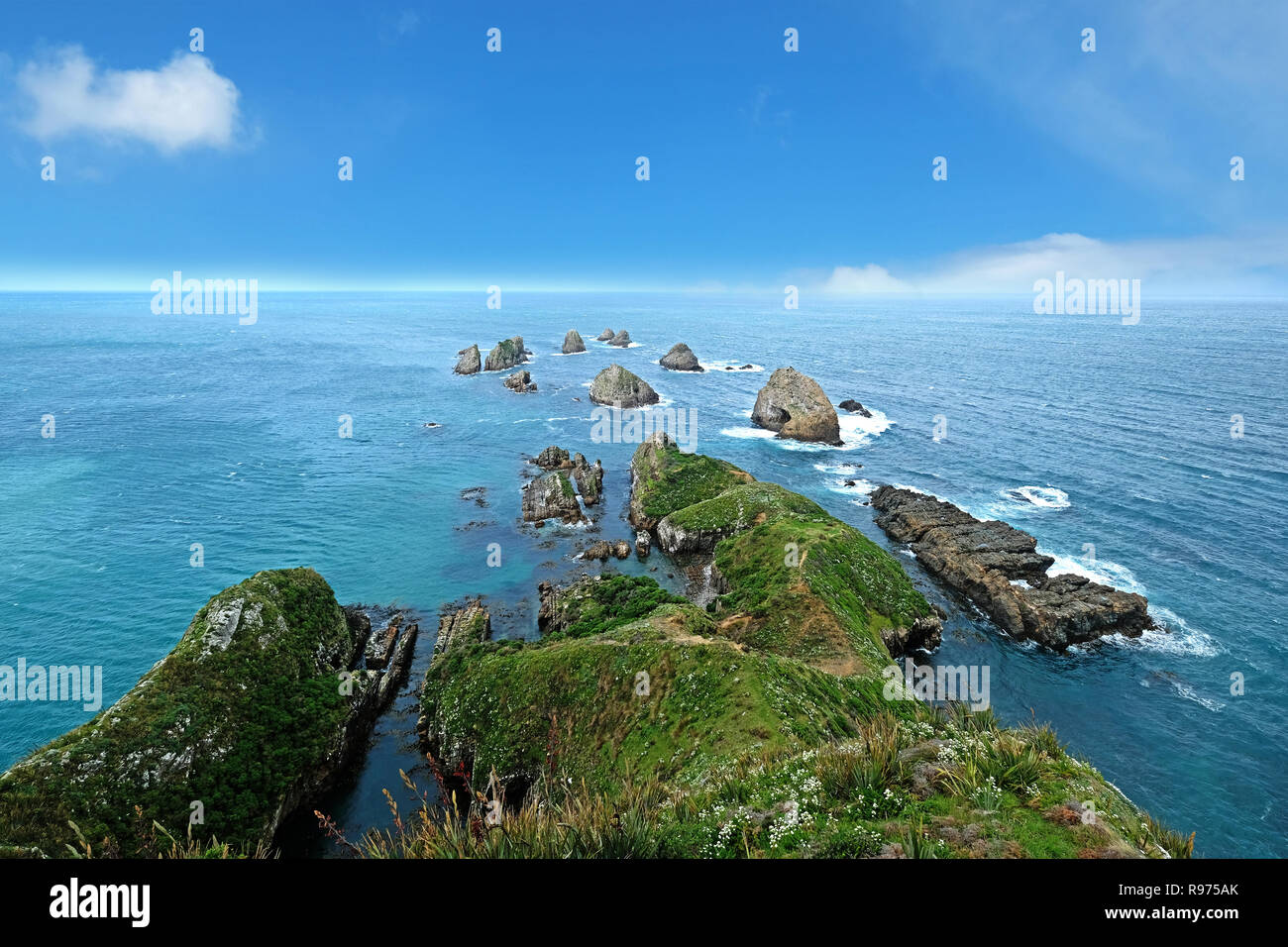 Nugget Point Lighthouse in Neuseeland Stockfoto