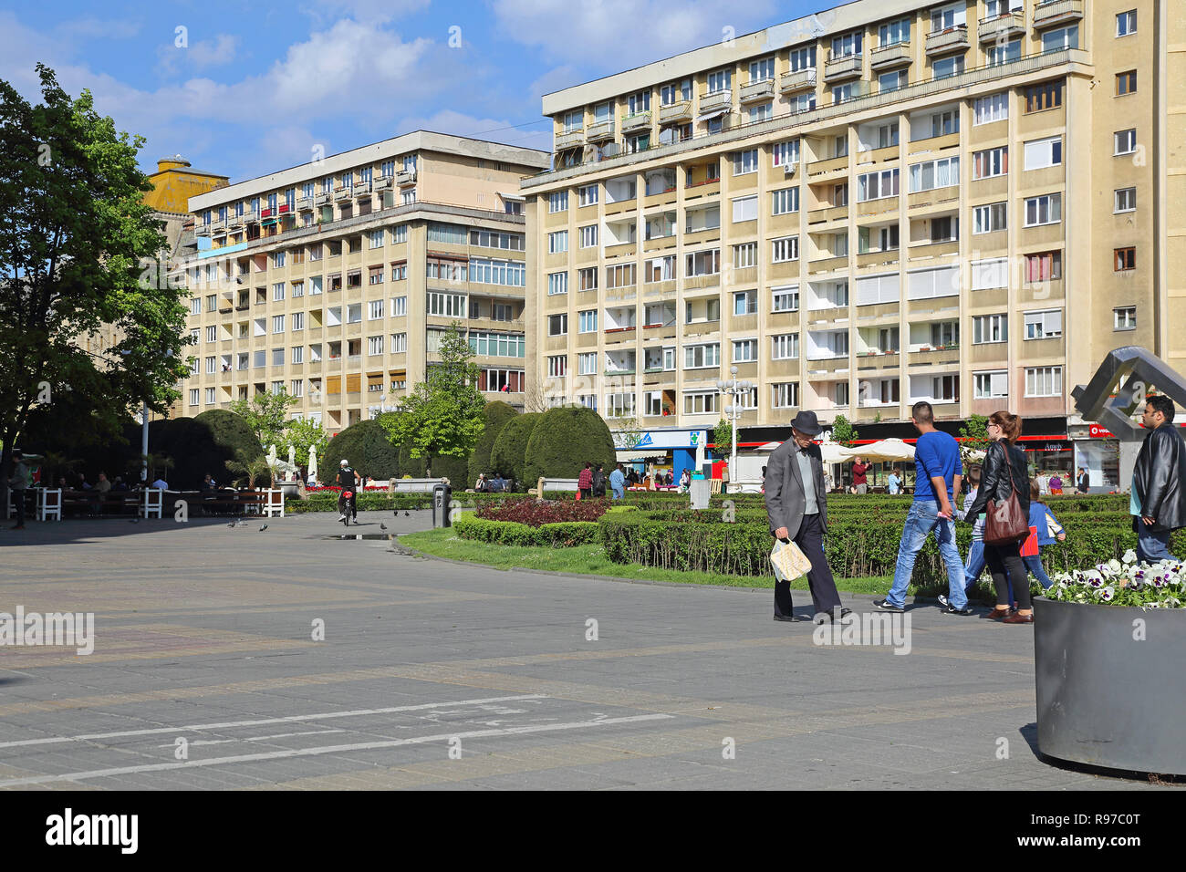 TIMISOARA, Rumänien - 22. April: Victory Square in Timisoara am 22. APRIL 2014. Piata Victoriei in Timisoara, Rumänien. Stockfoto