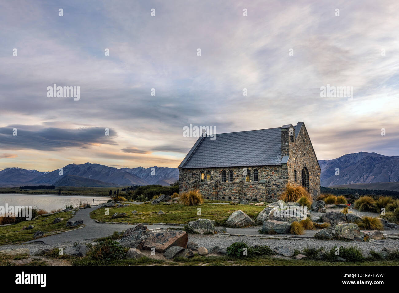 Kirche des Guten Hirten, Tekapo, Canterbury, Südinsel, Neuseeland Stockfoto