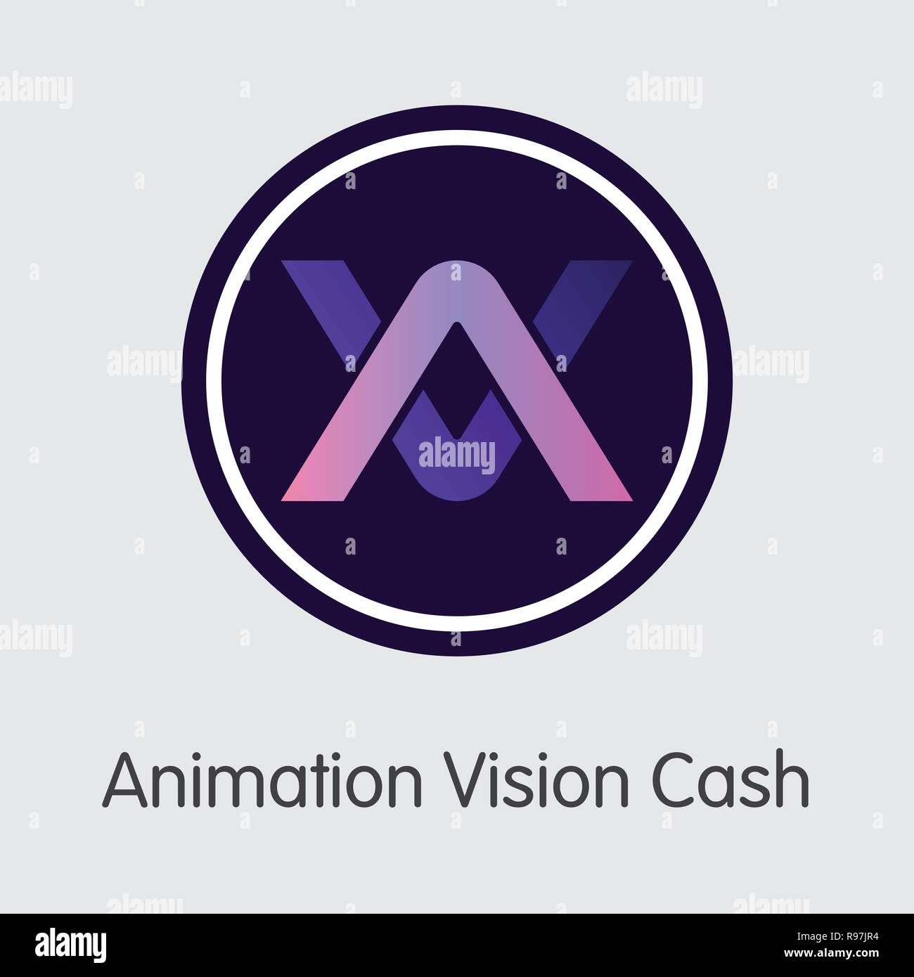 AVH-Animation Vision Cash. Die Crypto Münzen oder Cryptocurrency Stock Vektor