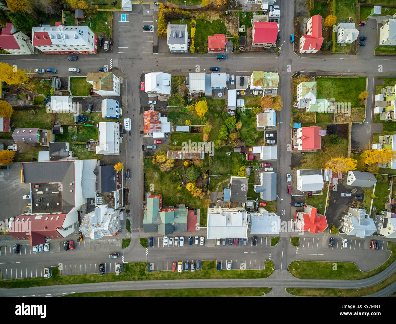 Akureyri im Norden Islands, im Herbst Stockfoto