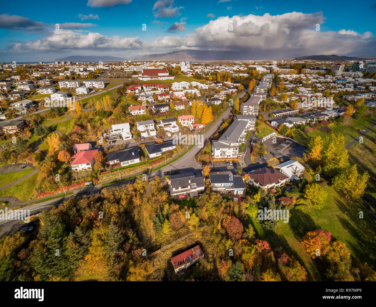 Autumn-Kopavogur, einem Vorort von Reykjavik, Island Stockfoto