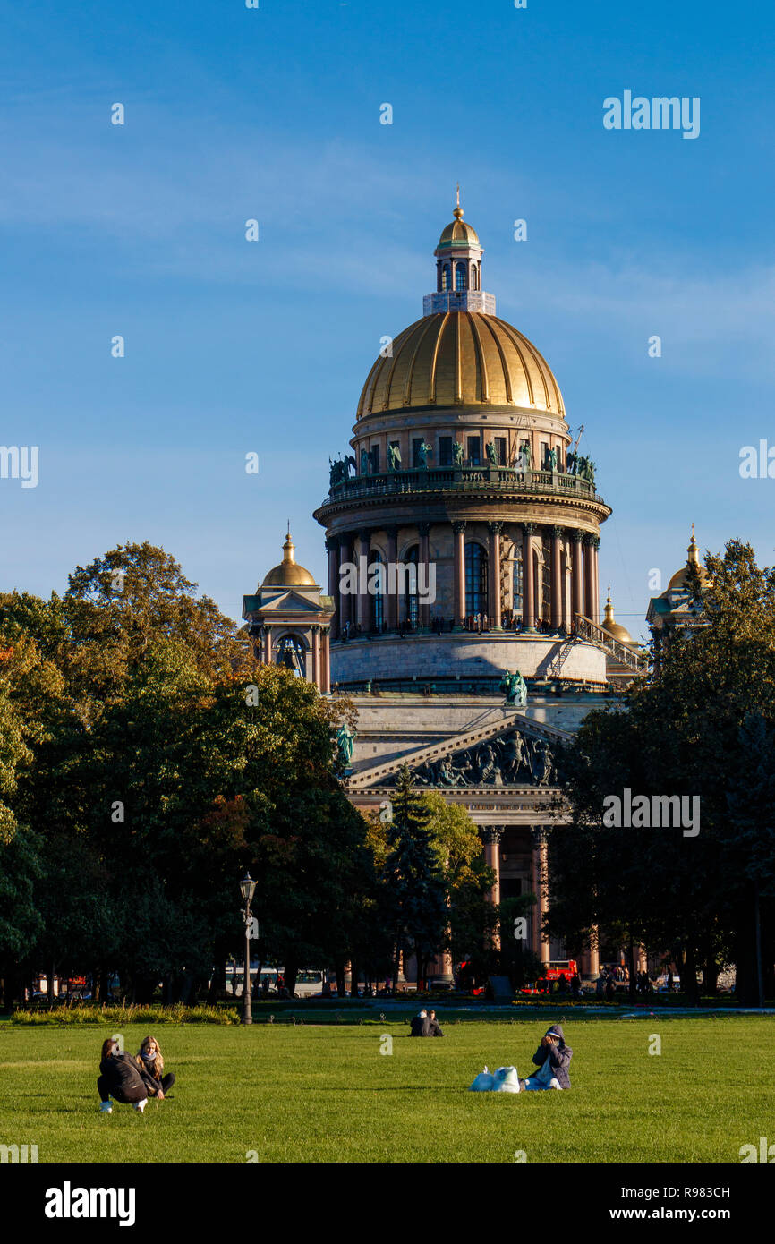 Der russisch-orthodoxen St. Isaacs Kathedrale St. Isaak's Square in St. Peteresburg, Russland. Stockfoto