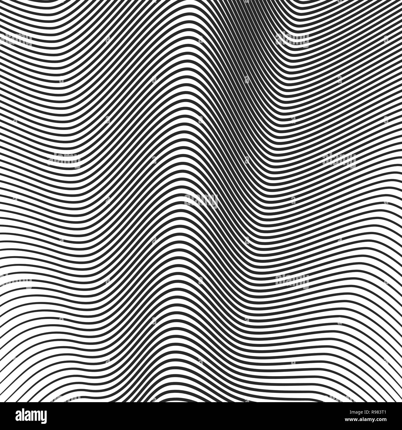 Abstrakte linearen Muster. Vector Illustration. Schwarzer Hintergrund mit Wave Linien Stock Vektor