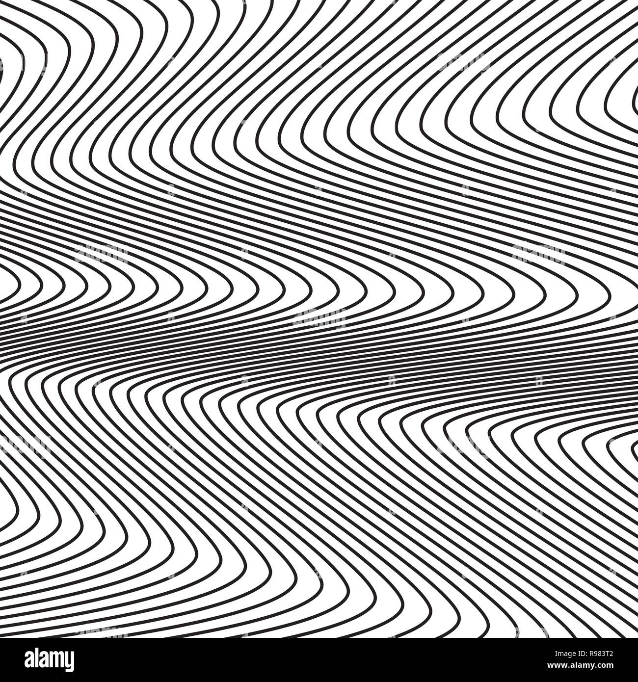 Abstrakte linearen Muster. Vector Illustration. Schwarzer Hintergrund mit Wave Linien Stock Vektor