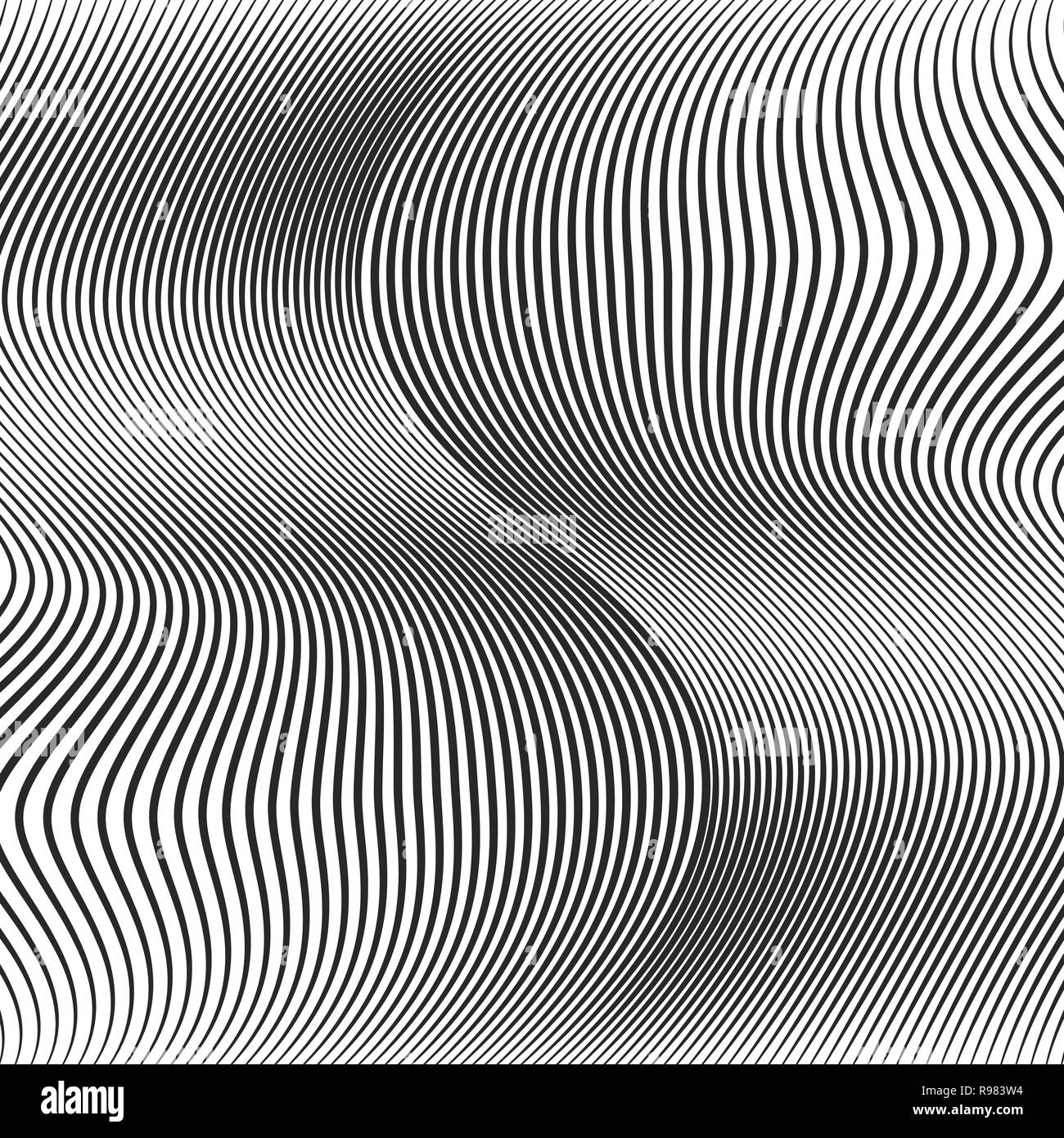 Abstrakte linearen Muster. Vector Illustration. Schwarzer Hintergrund mit Wave Linien Stock Vektor